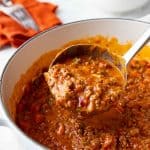 Dutch oven with authentic Bolognese sauce