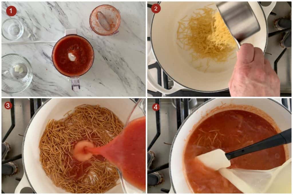 step by  step instructions o n how to make sopa de fideo