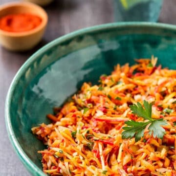 Moroccan Carrot Salad in a bowl.