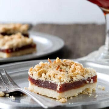 Guava bar recipe on a plate with a fork.