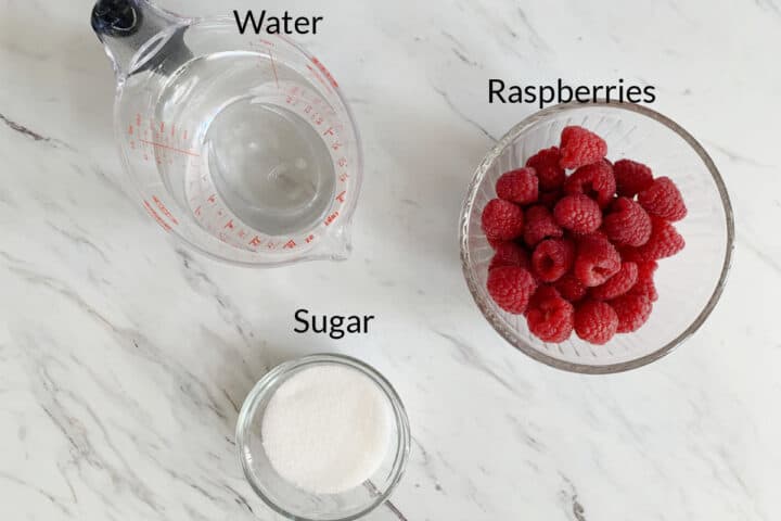 Ingredients  for raspberry  syrup. 