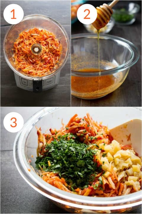 Step by step photos of how to make moroccan carrot salad.