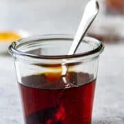 Close up shot of demerara syrup.