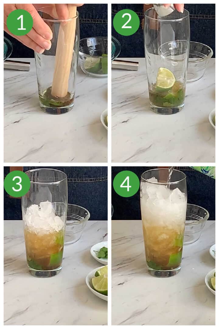 step by step instructions for making a dark  rum mojito.