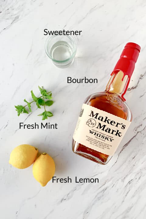 Ingredients for a Bourbon Smash.