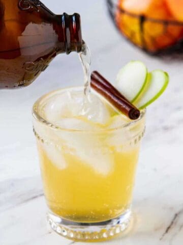 Apple Cider Bourbon cocktail in a cocktail glass.